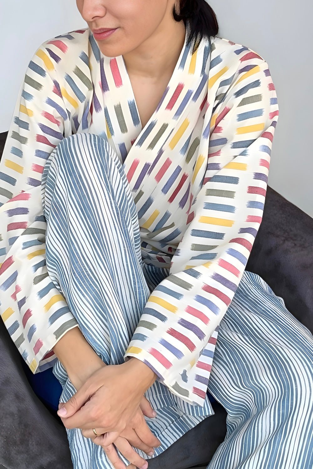Handwoven Rainbow Ikat Wrap Top - TB Project